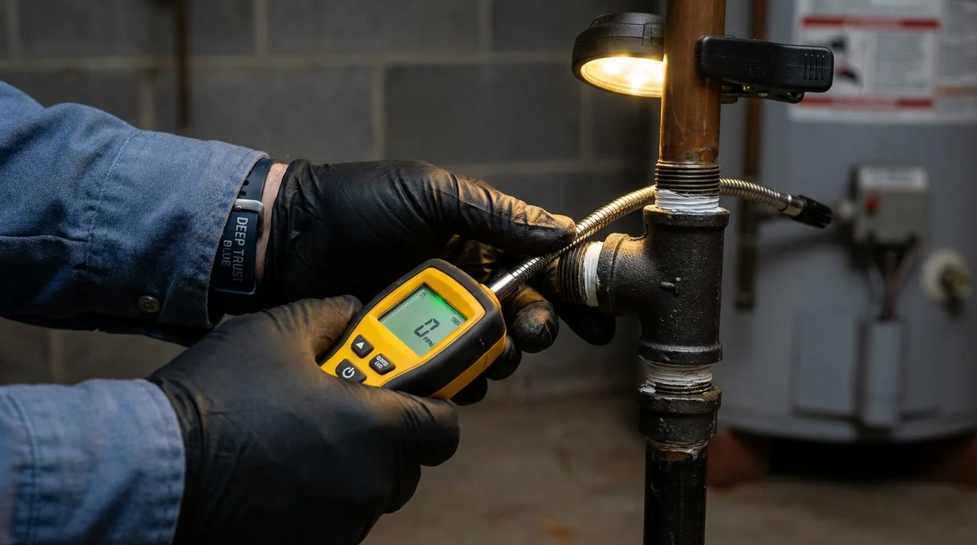 Gas leak detection with electronic sniffer by Johns Plumbing LLC in Hayden