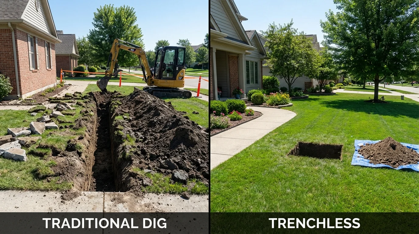 Trenchless sewer repair with minimal yard damage versus traditional excavation in Hayden, CO